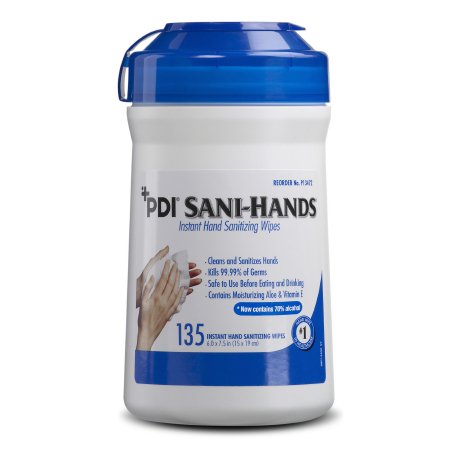 Wipes Hand Sanitizing Sani-Hands® 135 Count Ethyl Alcohol Wipe Canister  (135/TB 12/CS) by PDI - Professional Disposables  ID P13472